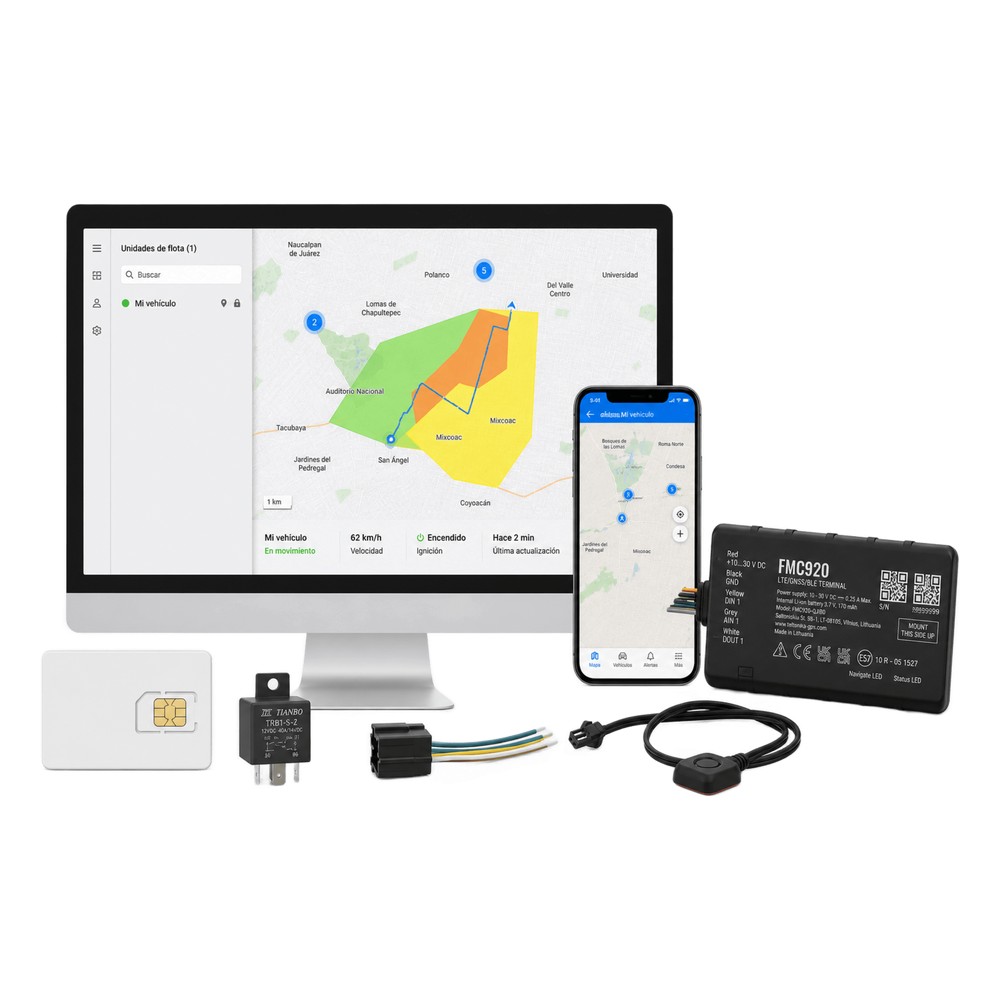 Kit Rastreador Vehicular 4G LTE CAT 1 y 2G | LECOSYS