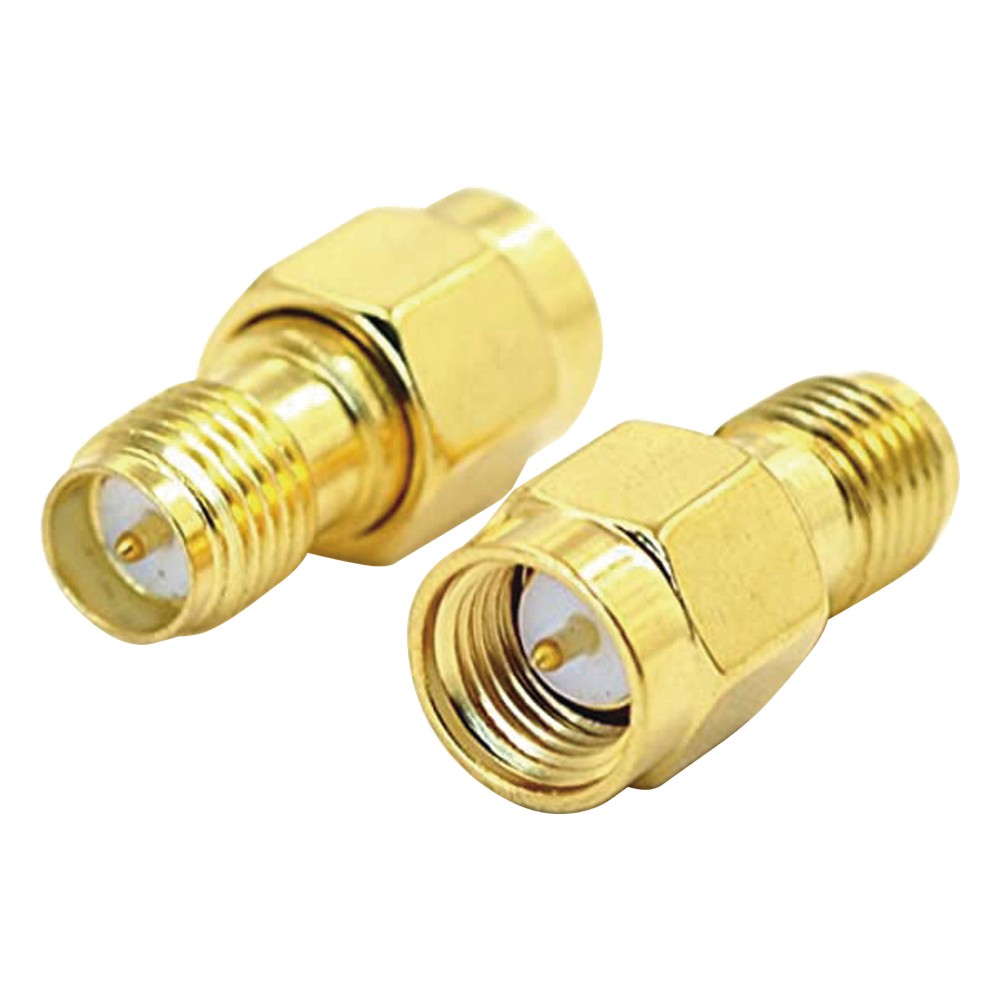 Adaptador de SMA Macho a SMA Hembra Inverso, Oro/ Oro/ Teflón,