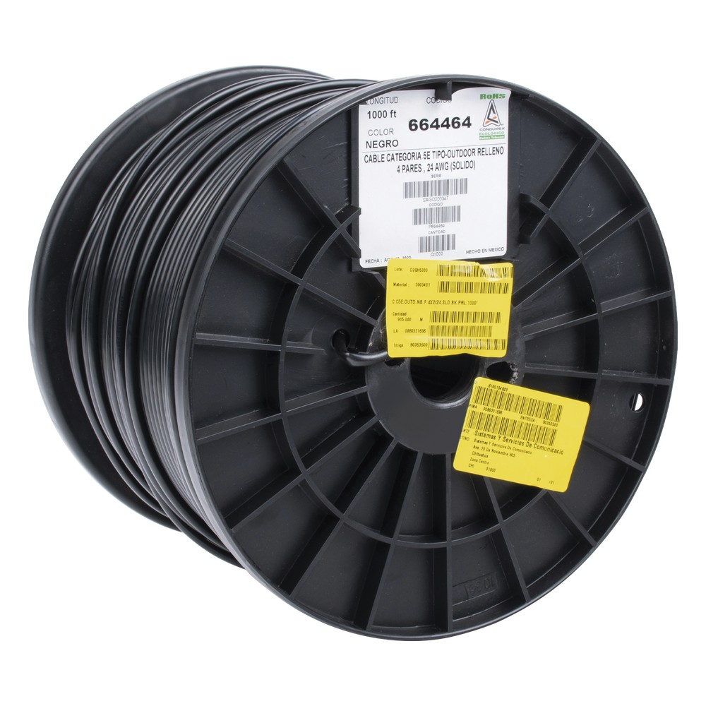 Bobina de 305 Metros (1000 Pies) Cat5e con Gel | LECOSYS