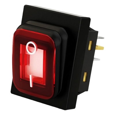 Interruptor tipo Switch con Led Color Rojo / IP65 / Diseño Industrial / NO, COM, NC / Terminales tipo F1