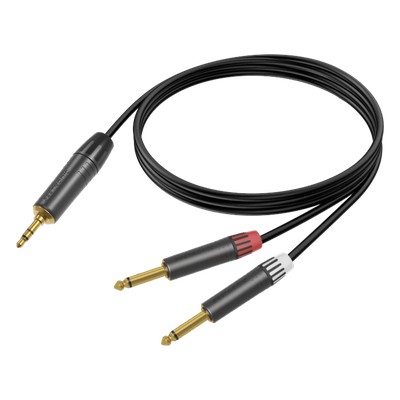 Cable de Audio | Plug 3.5mm estéreo a 2 Plugs 1/4 in mono | Conector Seetronic Serie M MTP3C-BG - MP2X-BG | Longitud 5m