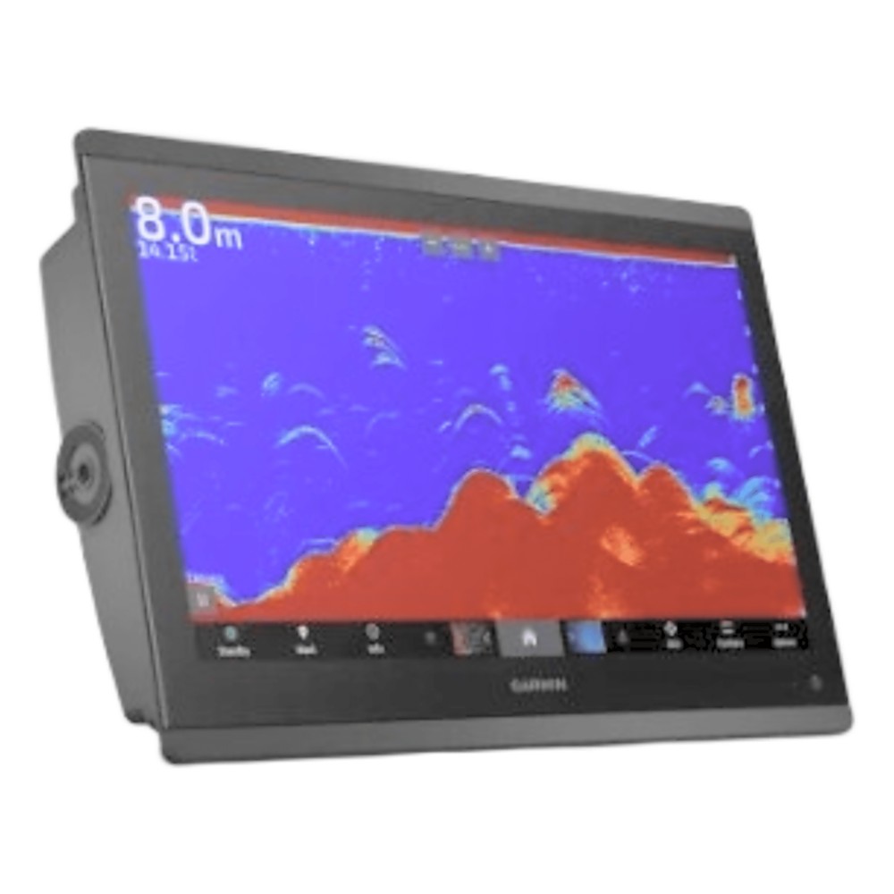 Pantalla táctil GPSMAP® 8416 de 16" con mapa mundial base.