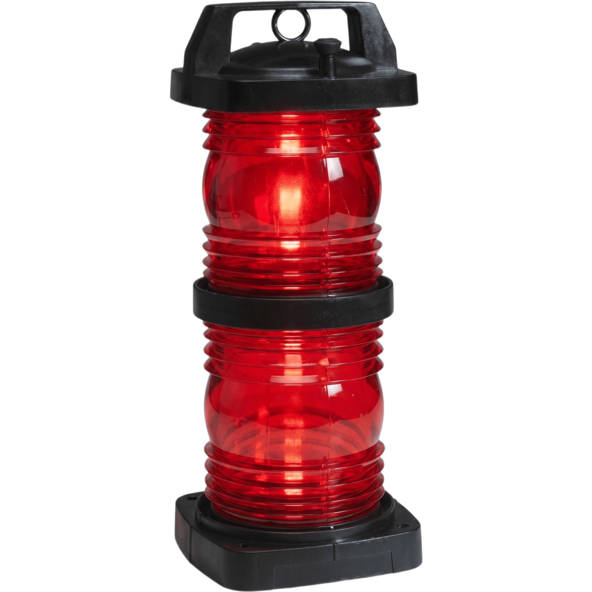Luz Doble Lente Color Rojo / Visibilidad 360° / Alcance 3 Millas Náuticas / Policarbonato Negro Relleno de Fibra / Zócal