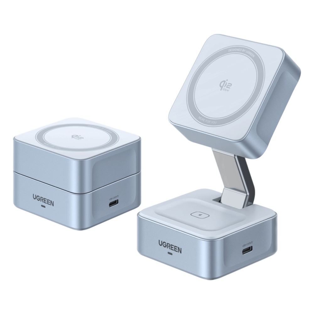 Cargador Inalámbrico Magnético 2 en 1 / 25W Qi2 Certificado / Doble Carga + USB-C 5W / Plegable Portátil / 16 Imanes 7N 