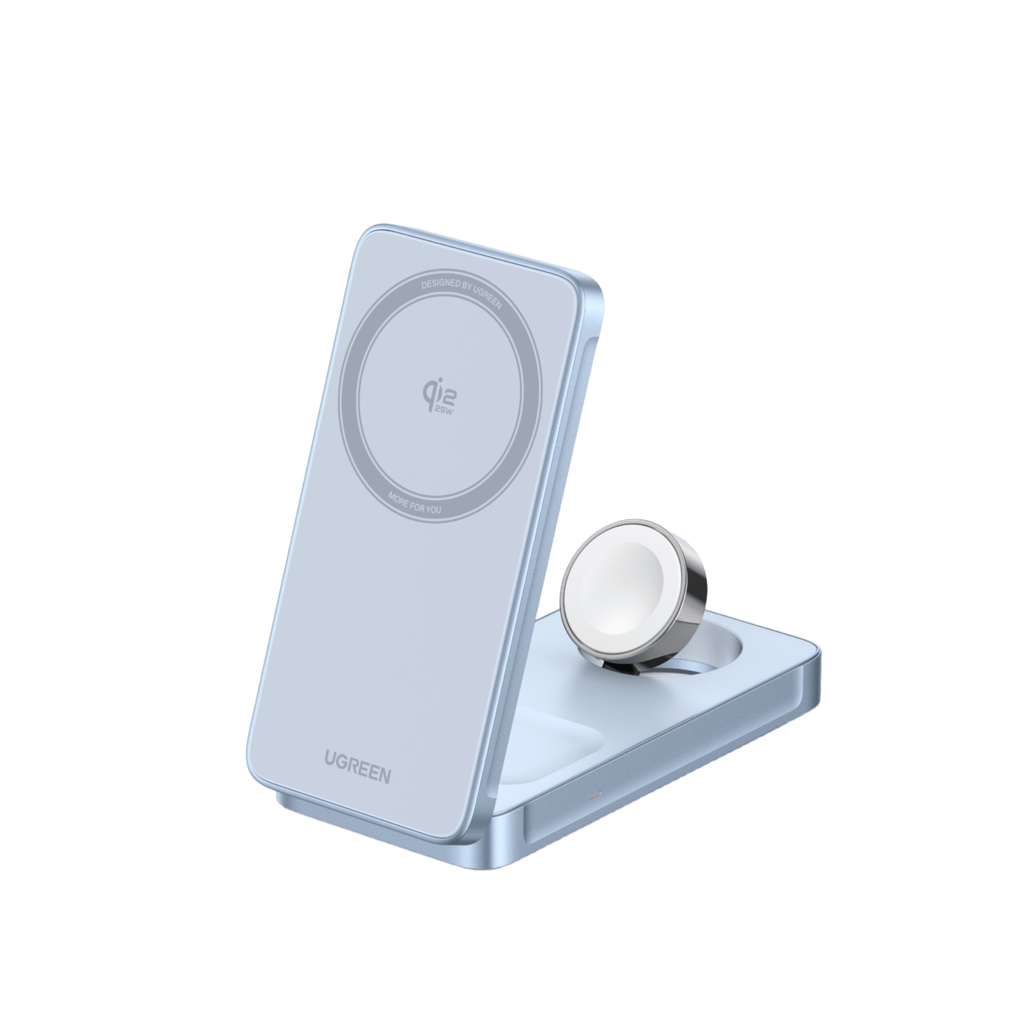 Cargador Inalámbrico Magnético 3-en-1 / Entrada 5V-12V / Salida 15W Máx / Carga Simultánea Teléfono-Reloj-Auriculares / 