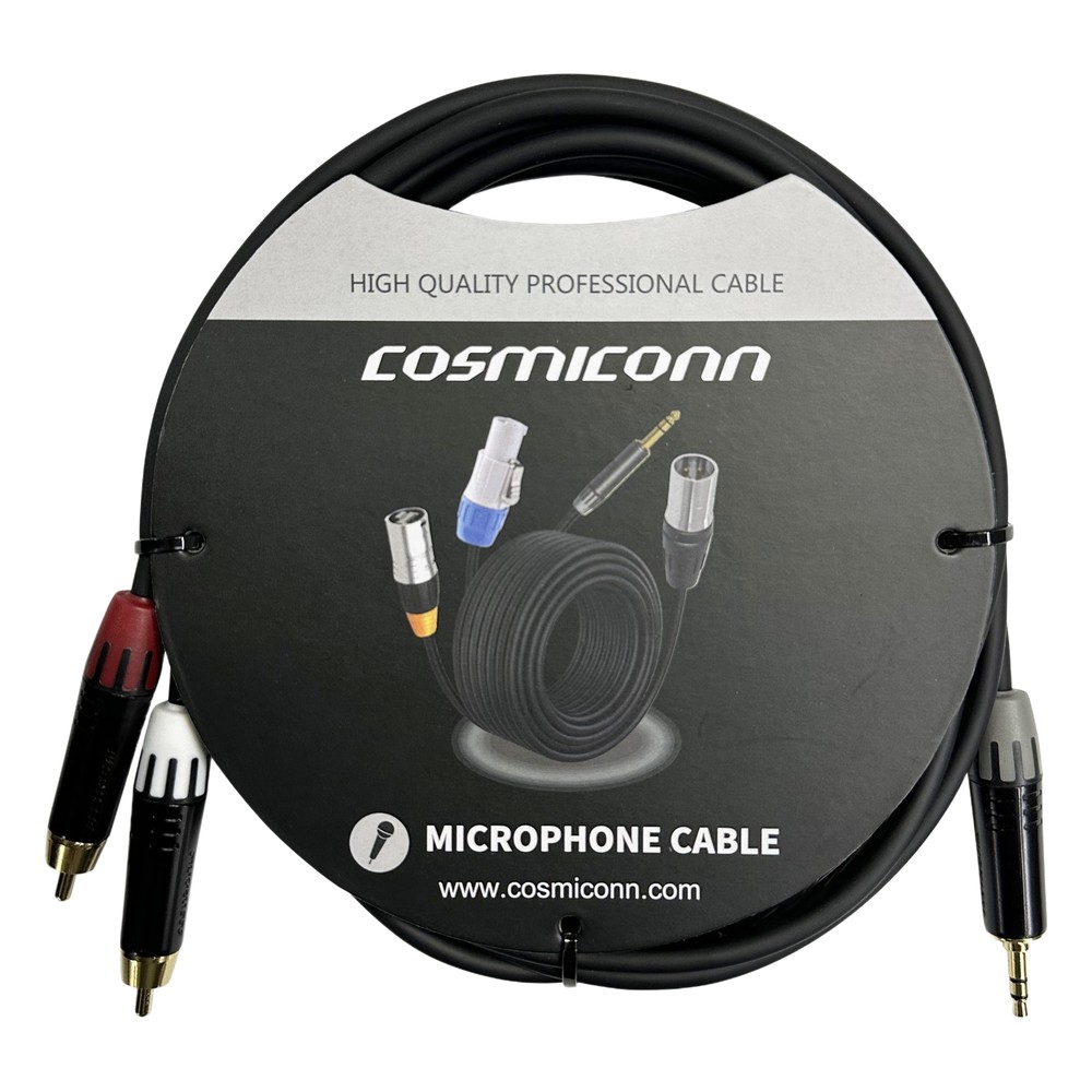 Cable 3.5mm a 2 RCA, conectores negros, con | LECOSYS