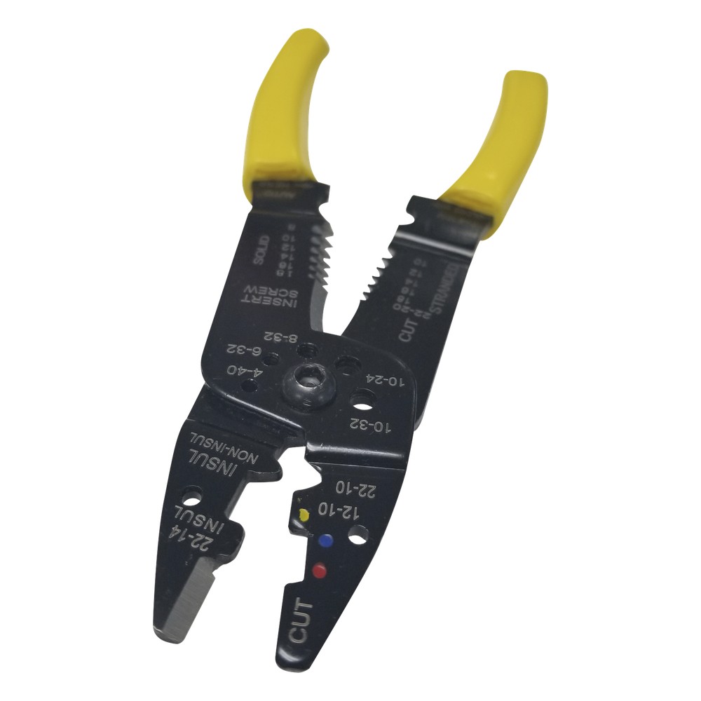 Pinza Cortacables / Pelacables 10 a 22 AWG con Plegador de Conectores.