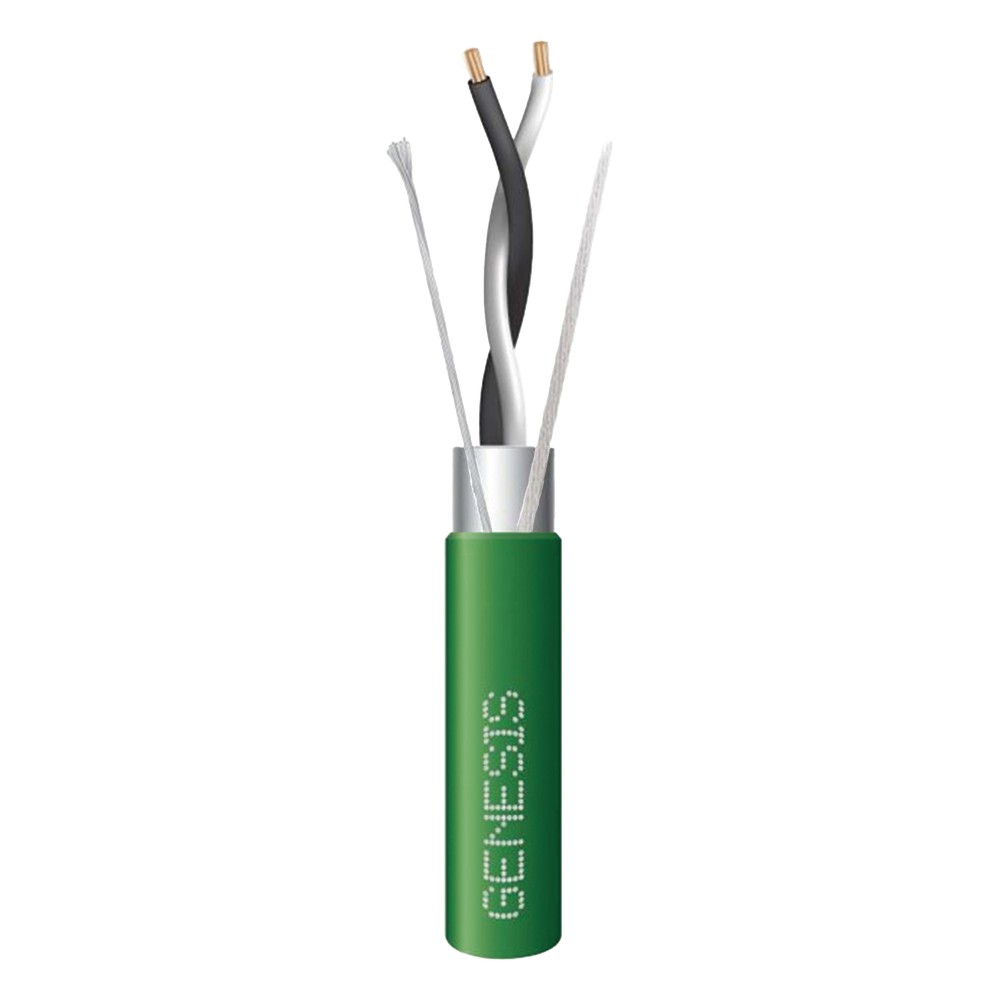 Bobina de 305 Metros (1000 Pies) / Cable 2 x 22 AWG / Color Verde / Blindado / Plenum / Trenzado para Aplicaciones de Tr