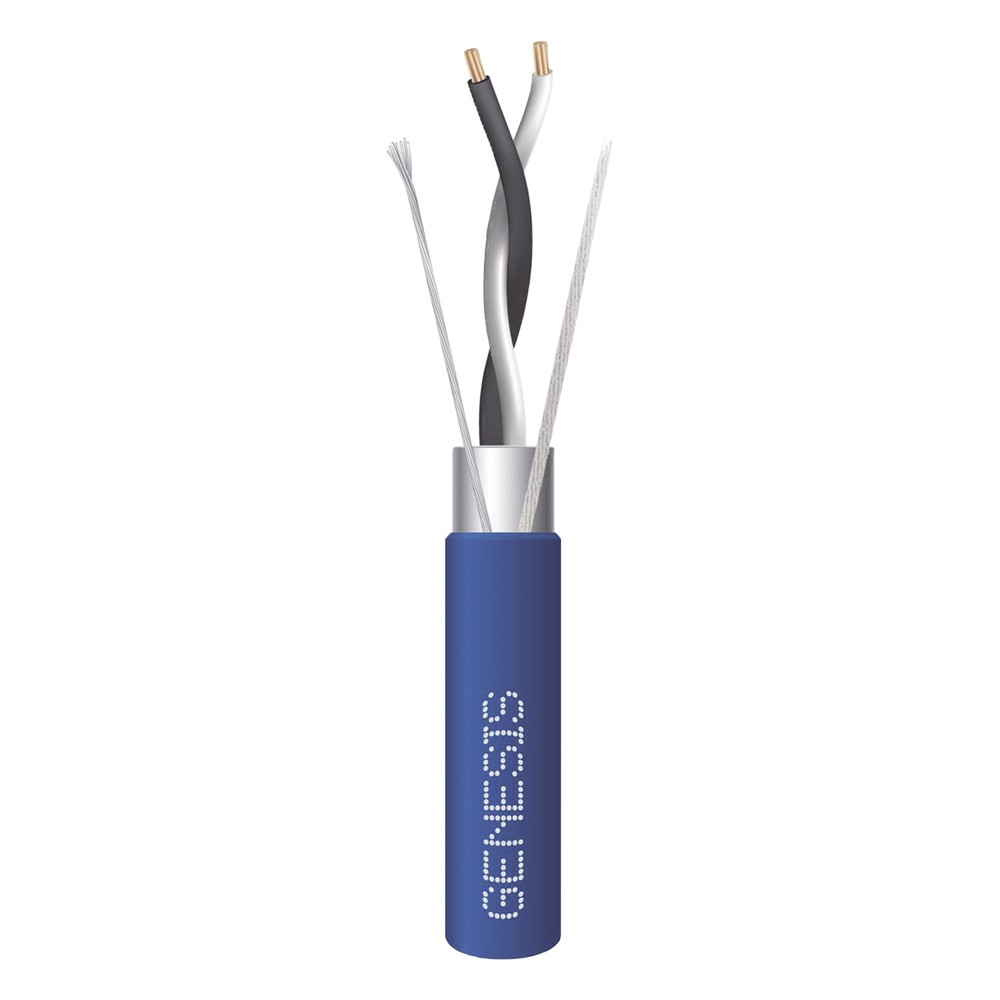 Bobina de 305 Metros (1000 Pies) / Cable 2 x 22 AWG / Color Azul / Blindado / Plenum / Trenzado para Aplicaciones de Tra