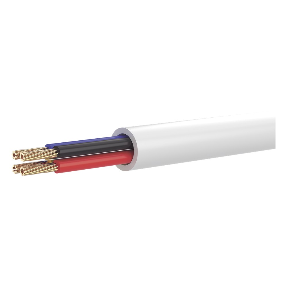 Bobina de 100 Metros (328.08 Pies) de Cable Multifilar / CCA / 4 x 22 AWG / Color Blanco / PVC / CCAM / Uso en Interior 