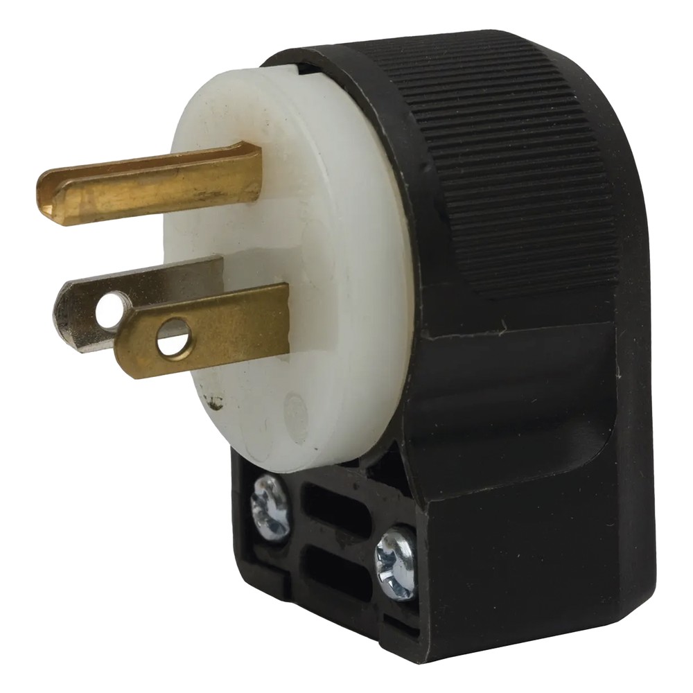 Clavija Entrada Recta en Angulo/ 15A 125V/ 2 Polos 3 Hilos/ Nema 5-15P/ Grado Industrial- Comercial.