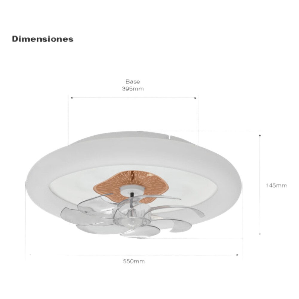 Ventilador de Techo con Luminario LED de 110 V CA 50/60 Hz /  88 W / 3 Tonos de Luz (6500 - 4 000 - 2 700 K) / Diámetro 