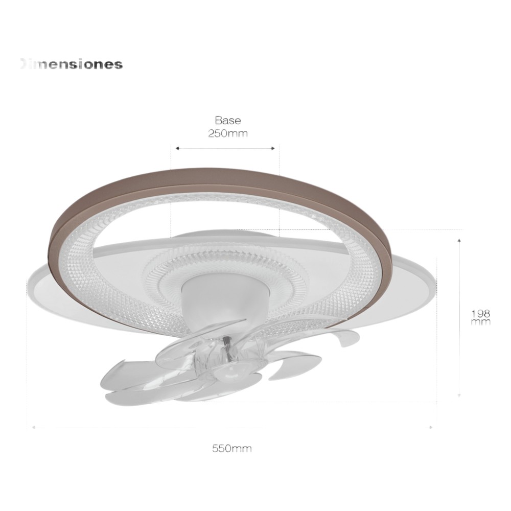 Ventilador de Techo con Luminario LED de 110 V CA 50/60 Hz /  88 W / 3 Tonos de Luz (6500 - 4 000 - 2 700 K) / Con giro 
