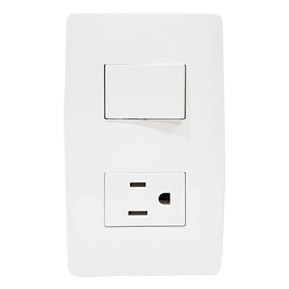 Apagador Escalera y Contacto de 127 V~60 Hz 10/15 A.