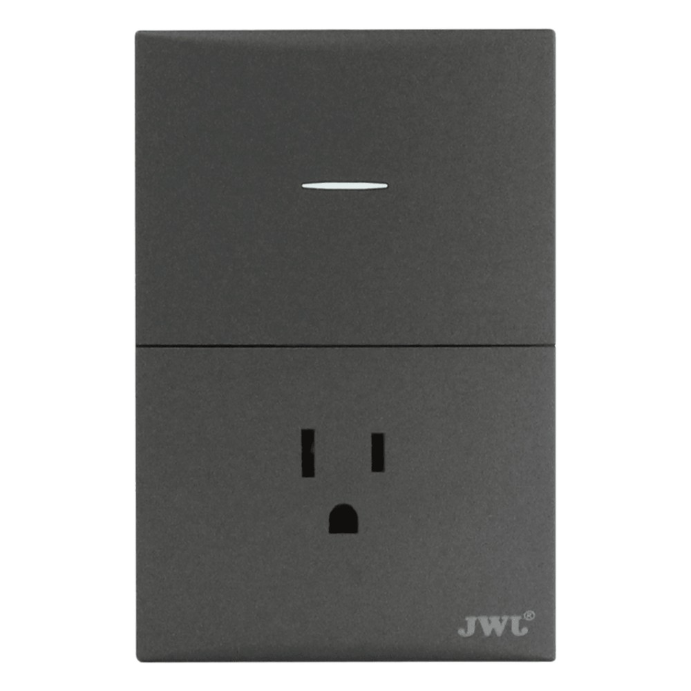Placa con Interruptor Sencillo y 1 Toma  Corriente 10 -15 A 127 V  60 Hz.