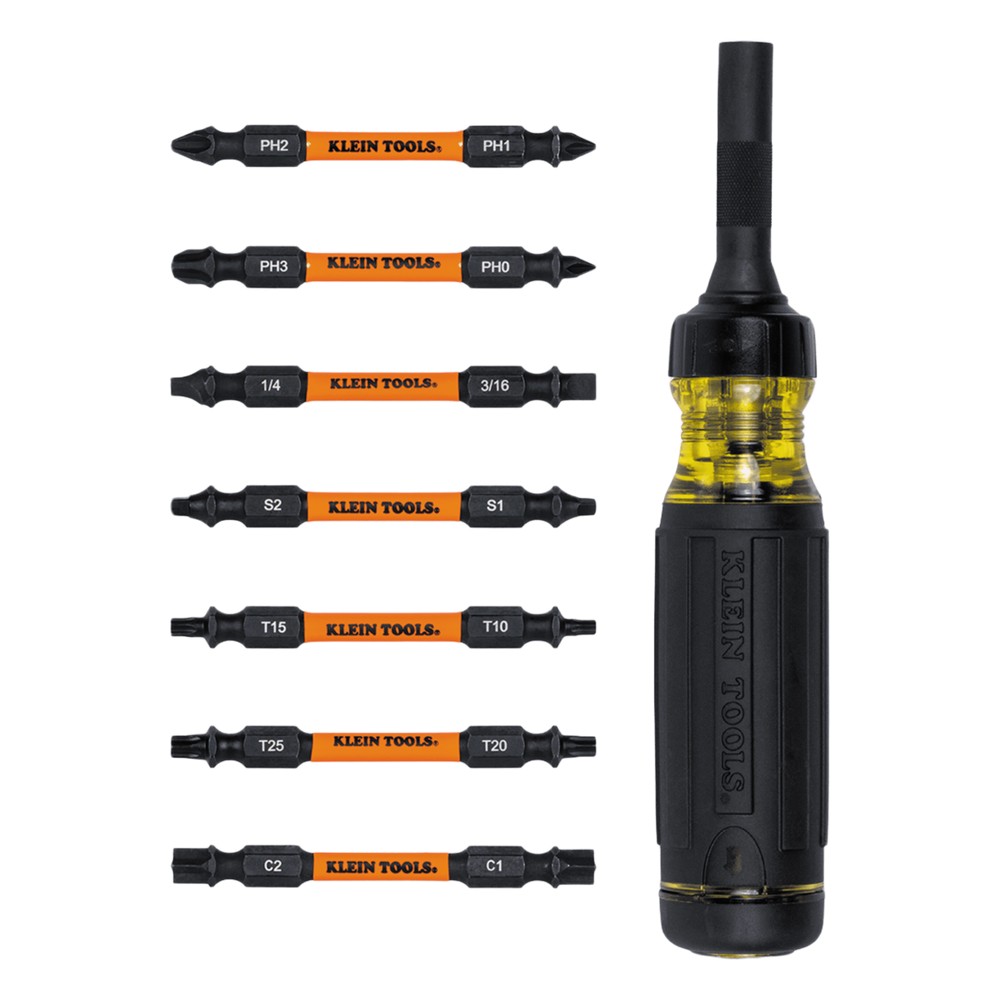 Desarmador Multipunta 15 en 1 / Matraca Resistente / Siete Puntas de Doble Extremo / Grado Industrial / Mango Cushion-Gr
