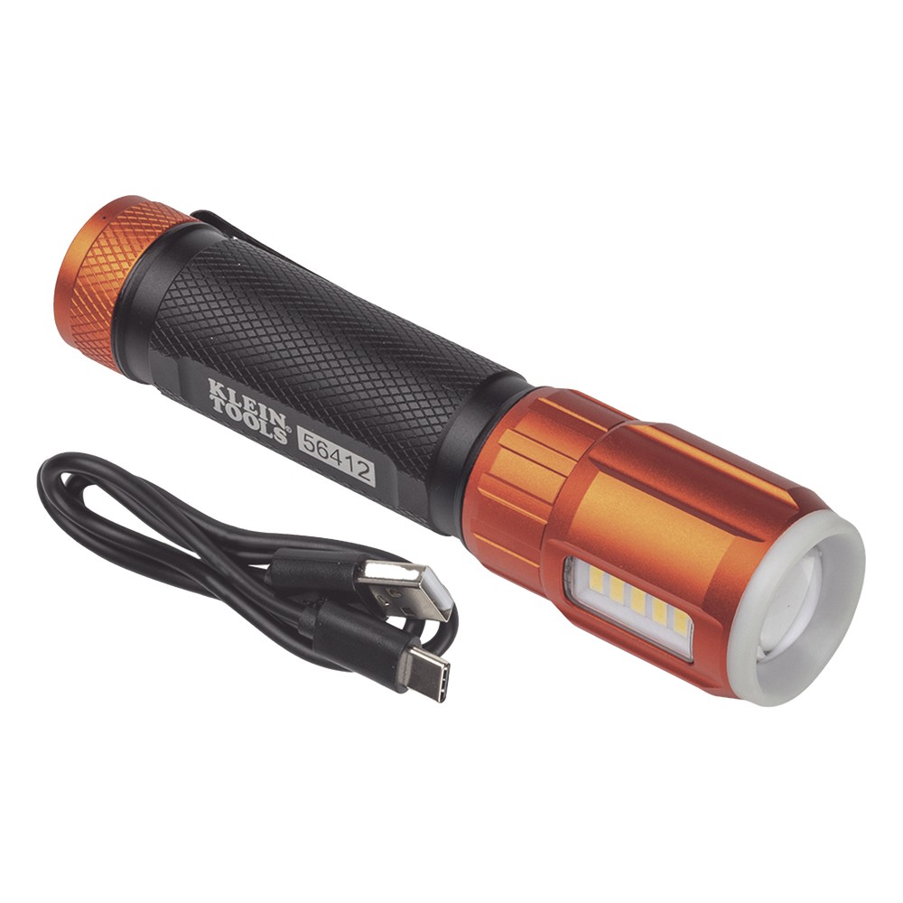 Linterna LED Portátil Recargable 500 Lúmenes con Luz Frontal y Lateral de Trabajo. Lámpara con tapa de Extremo con Imán,
