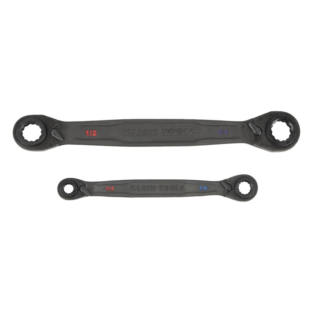 Juego de 2 llaves Estriadas de Matraca 4 en 1 con 8 Medidas Inglesas 1/2-5/8", 3/4-9/16", 1/4-3/8", 7/16-5/16"
