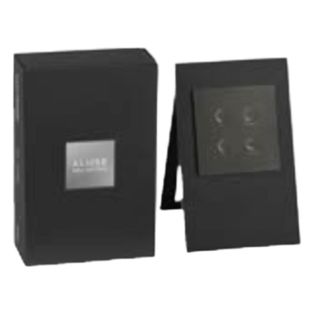 Exhibidor de mesa con muestrario de la botonera Lutron Alisse para punto de venta