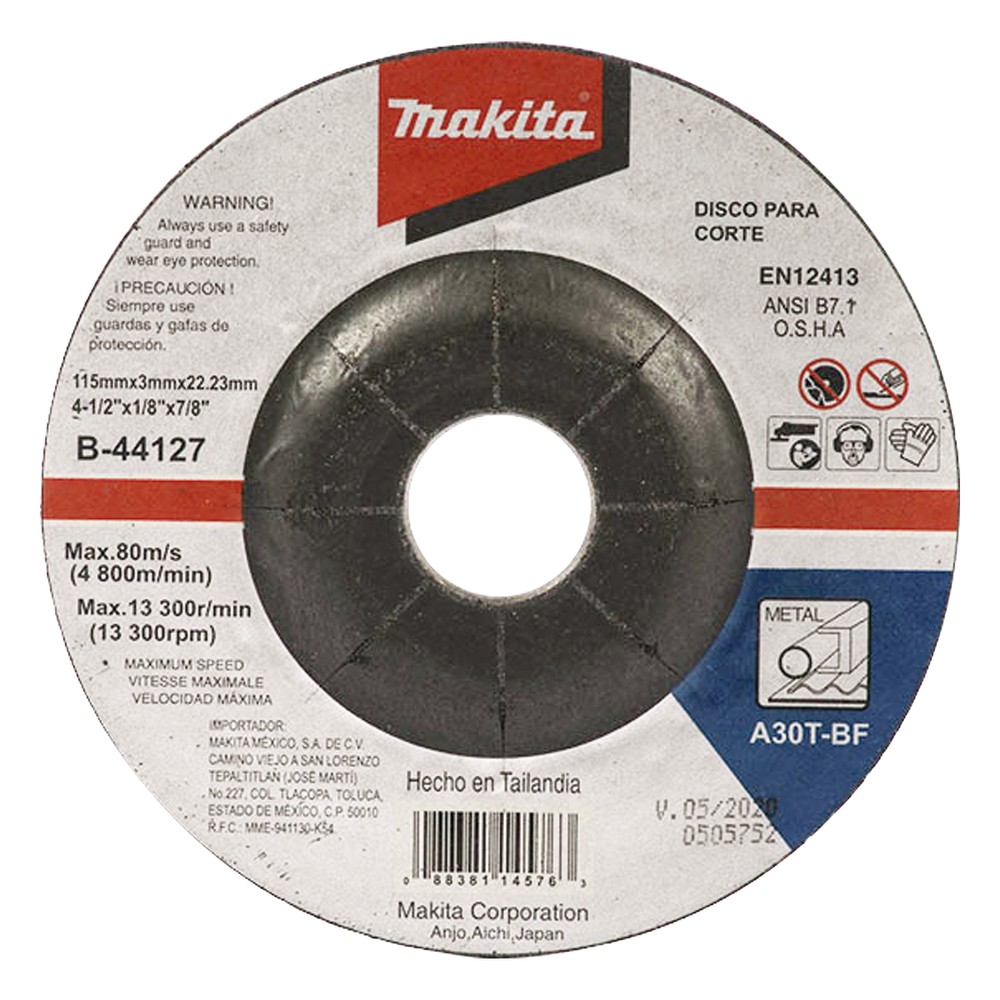 Disco de corte para metal de 4 1/2"