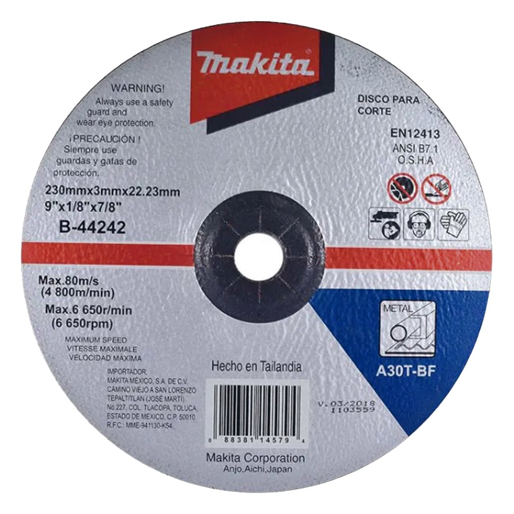 Disco de corte para metal de 9"