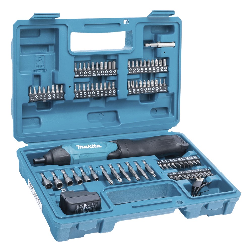 Atornillador Reversible (Broquero 1/4) de 220 RPM con Cargador USB (Incluye 81 Puntas).