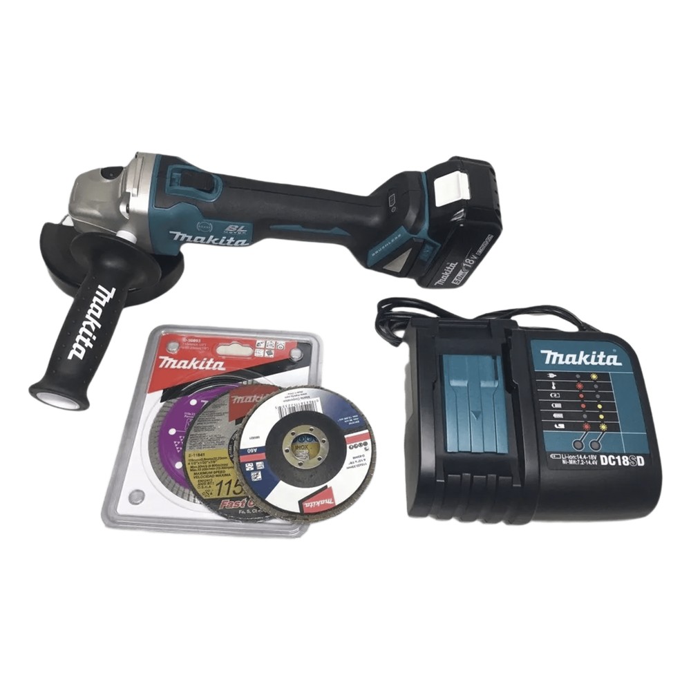 Miniesmeril 115mm 4-1/2in 8.500 Rpm,1 Batería 18V Li-ION de 5.0 Ah, Cargador y 3 Discos.