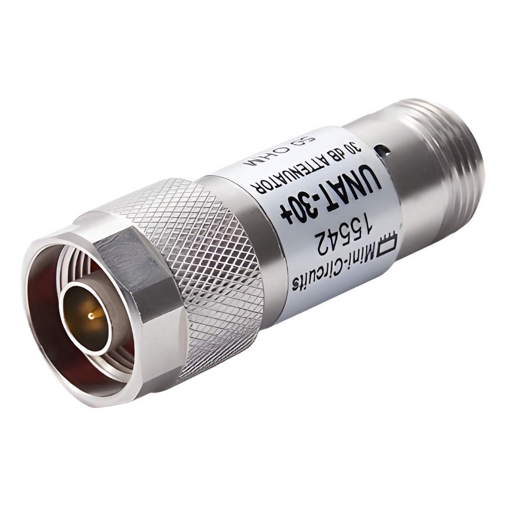 Atenuador en Línea de 30 dB, 0.5 Watt Máx., CD-6 GHz, Conectores N Macho-Hembra.