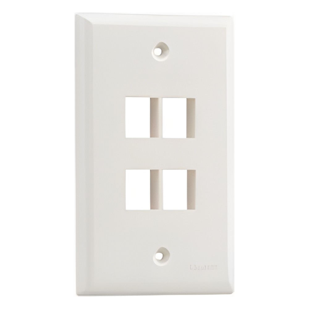 Placa de Pared Vertical, Salida Para 4 Puertos Keystone, Color Marfil