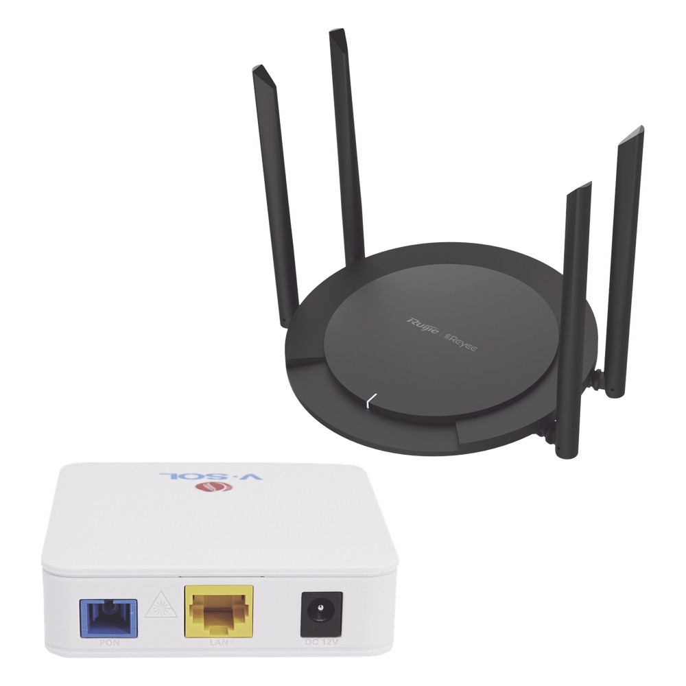 Kit 2 ONU Bridge V-Sol, Dual GPON/EPON con Router Home Wi-Fi Ideal para distribuciones WISP de mayor cobertura Wi-Fi en 