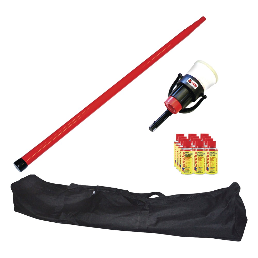 Kit De Prueba De Detectores De Humo, Incluye Pértiga Telescópica SOLO-100 4.6m, Dispensador SOLO-330 4", 12 Latas De Hum