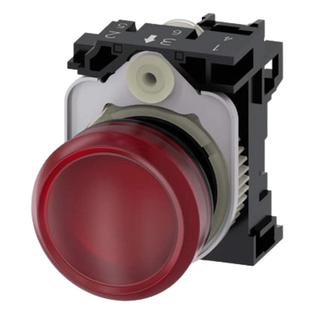 Lampara de señalización plástica con led color Roja, 24Vca-Vcd
