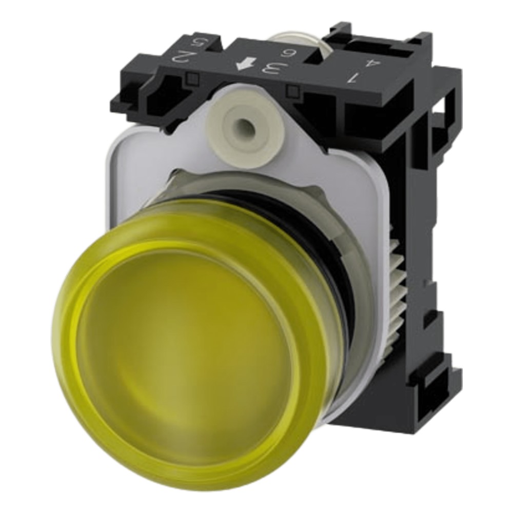 Lampara de señalización plástica con led color Amarilla, 24Vca-Vcd