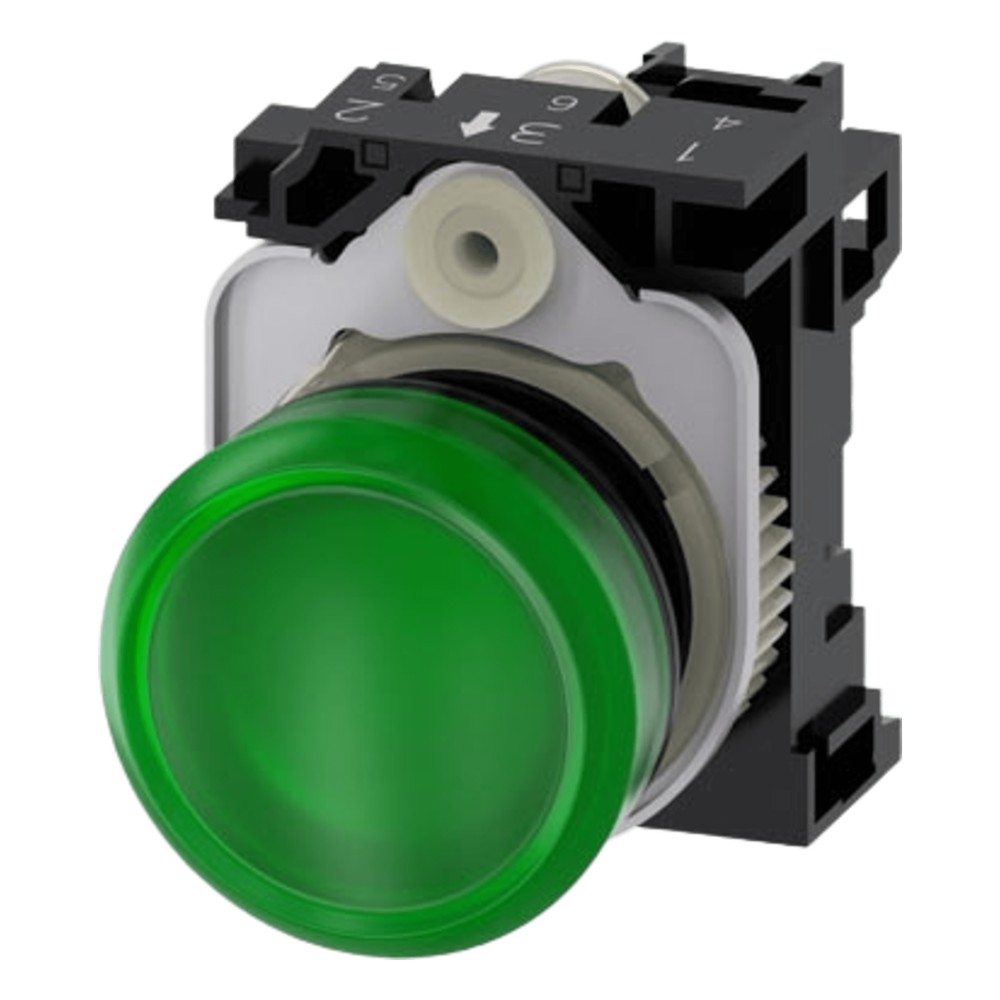 Lampara de señalización plástica con led color Verde, 110Vca