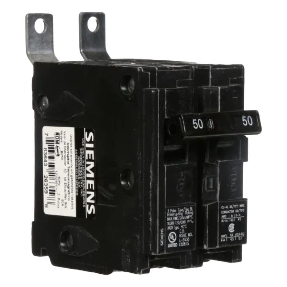 Interruptor automático atornillable tipo BL 2 polos, 50 amp.