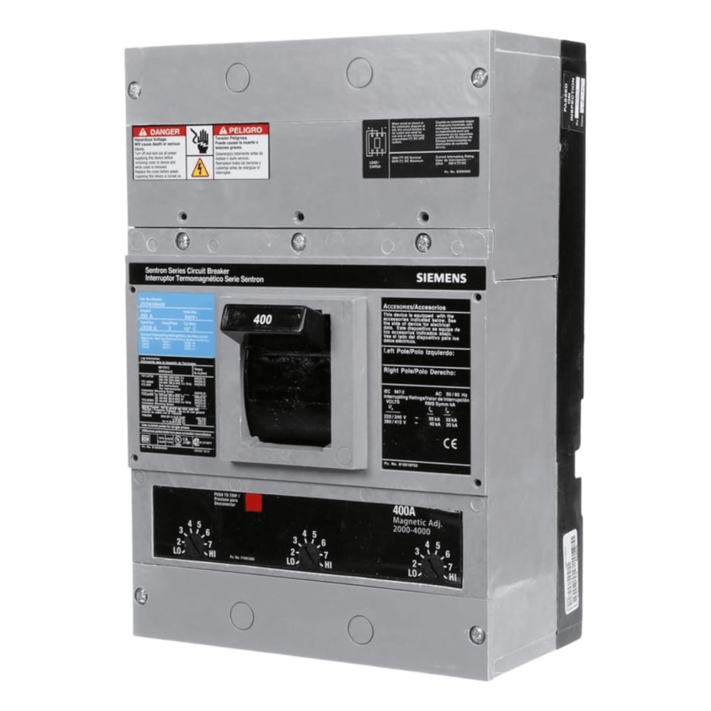 Interruptor Termomagnético 600V 3X400A, Sin zapatas principales.