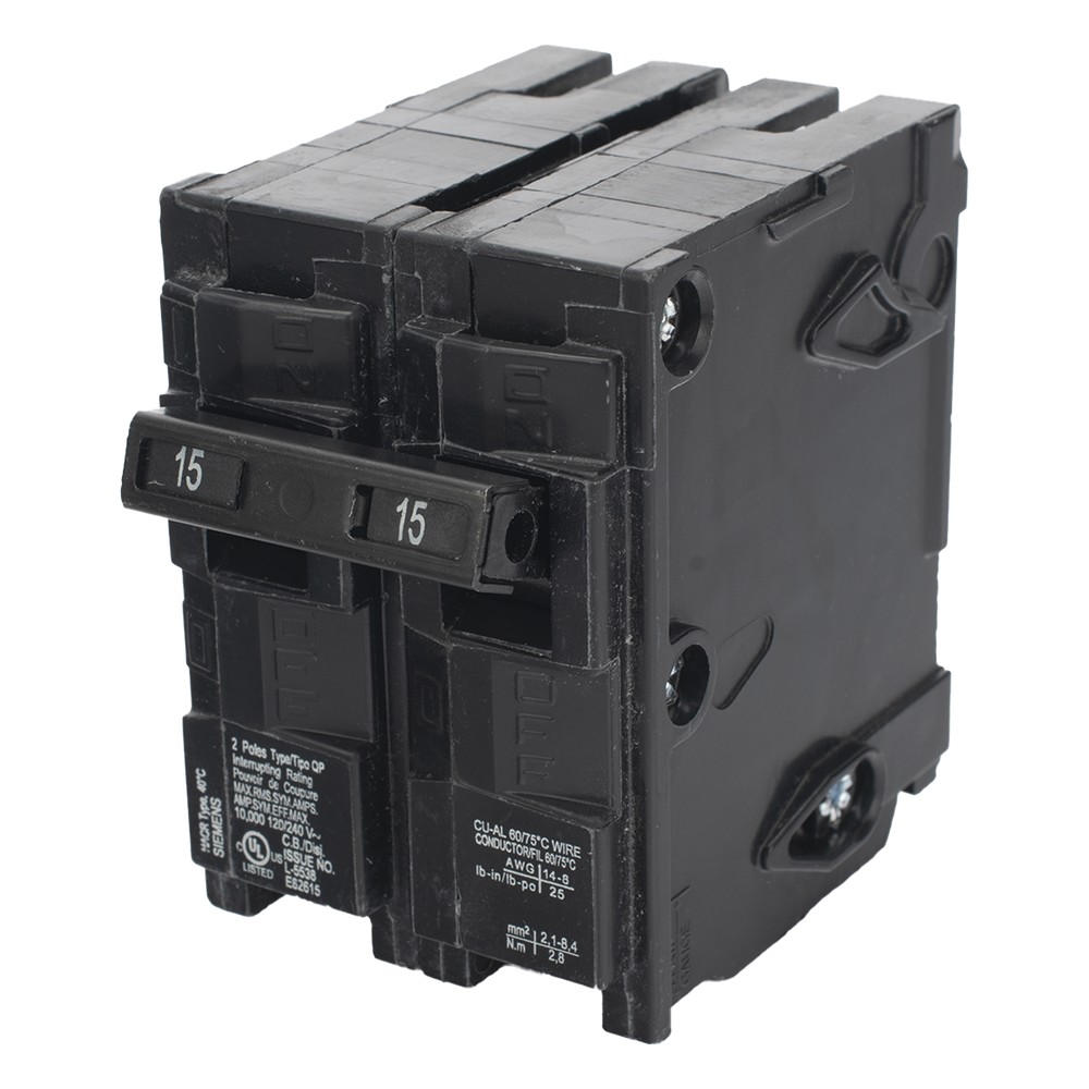Interruptor automático enchufable tipo QP 2 polos, 15 amp