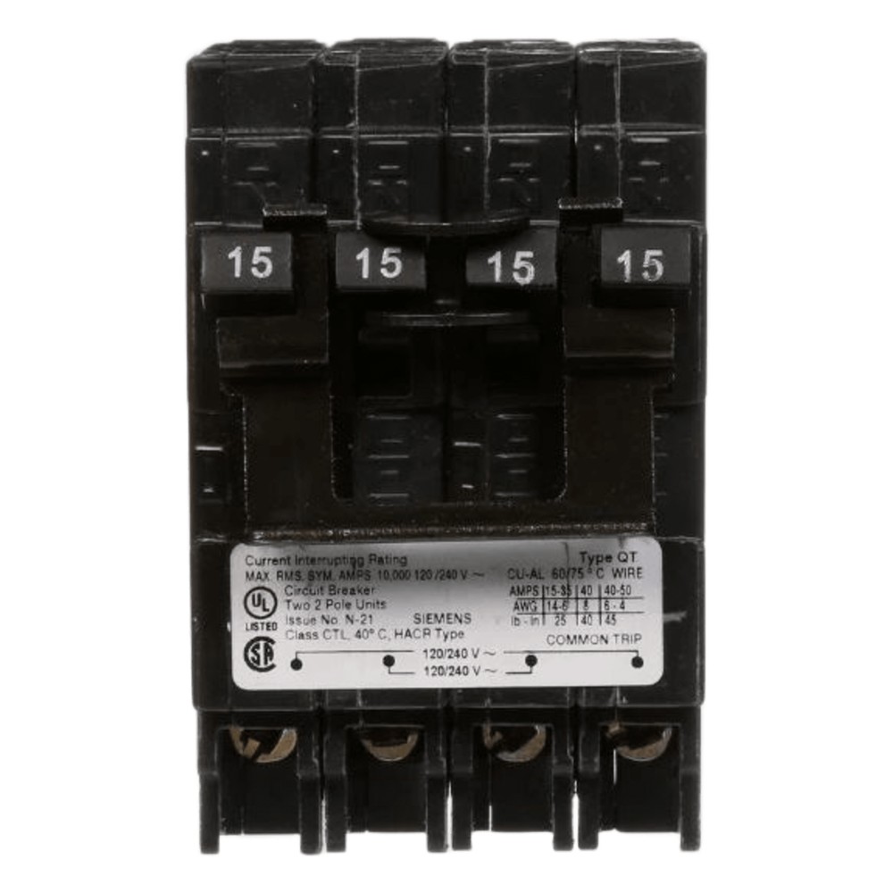 Interruptor automático TRIPLEX enchufable tipo QT 2 polos simples, 1 polo doble, 20-50 amp