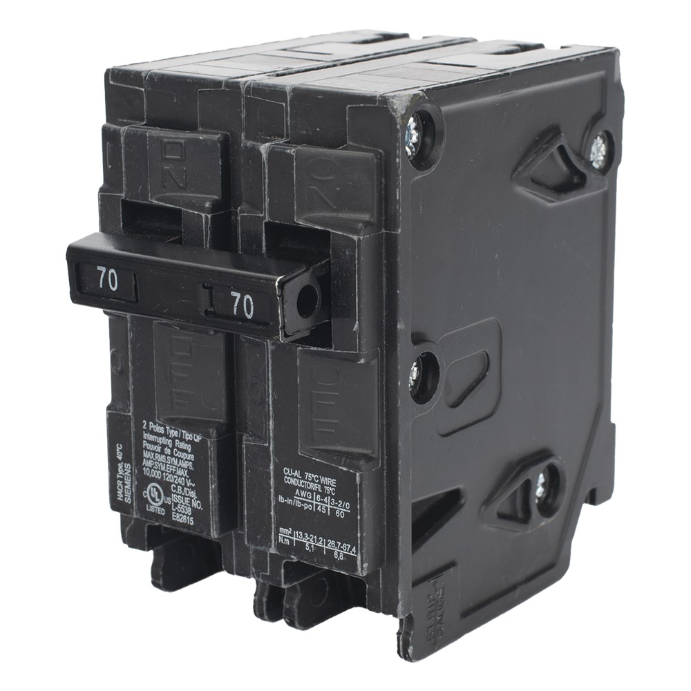 Interruptor automático enchufable tipo QP 2 polos, 70 amp