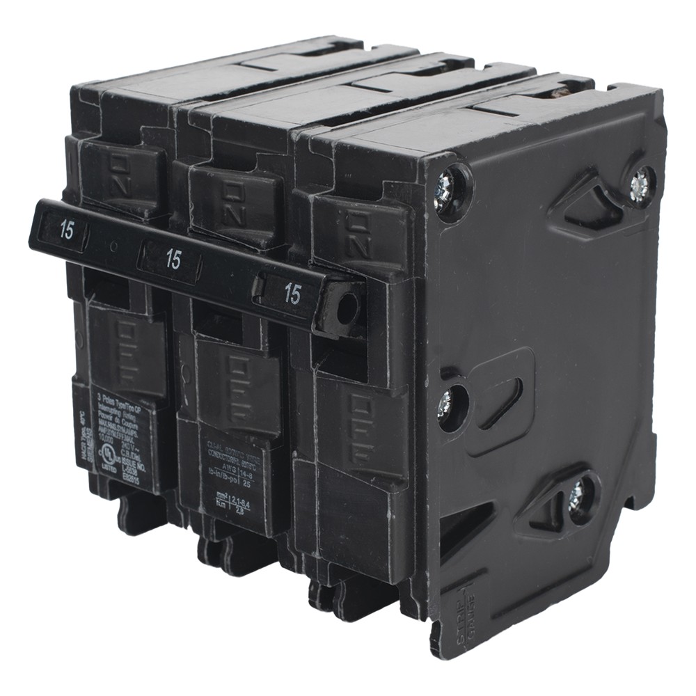 Interruptor automático enchufable tipo QP 3 polos, 15 amp