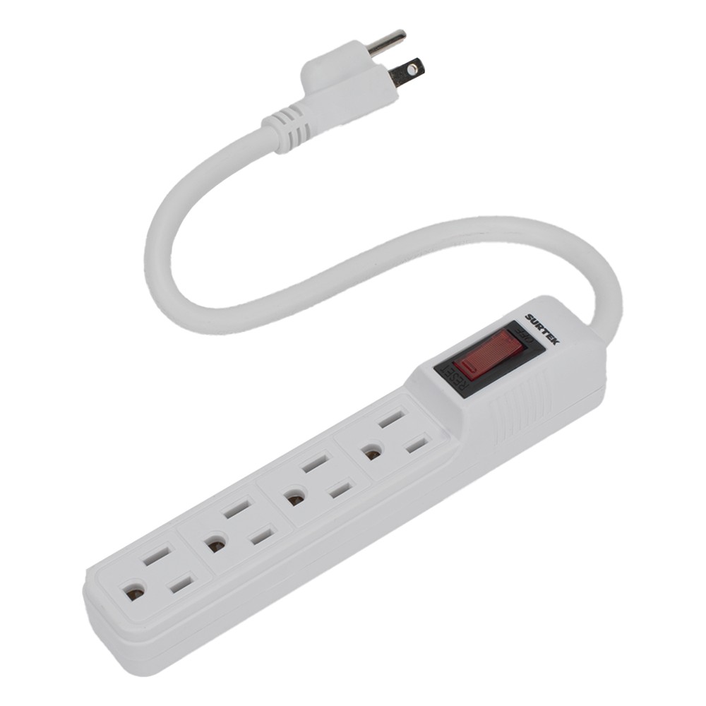 Multicontacto con cable 30 cm. 4 tomas 127 Vca línea, tierra, neutro 15 A max.