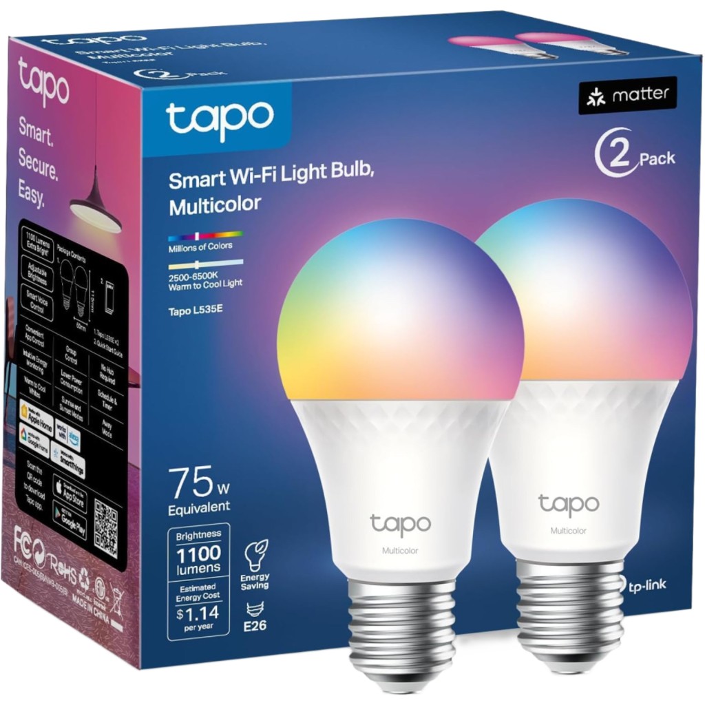 KIT 2 Focos Smart Wi-Fi Light Multicolor / 1100 Lúmenes (brillo máximo) / 16 Millones de Colores / Temperatura de Color 