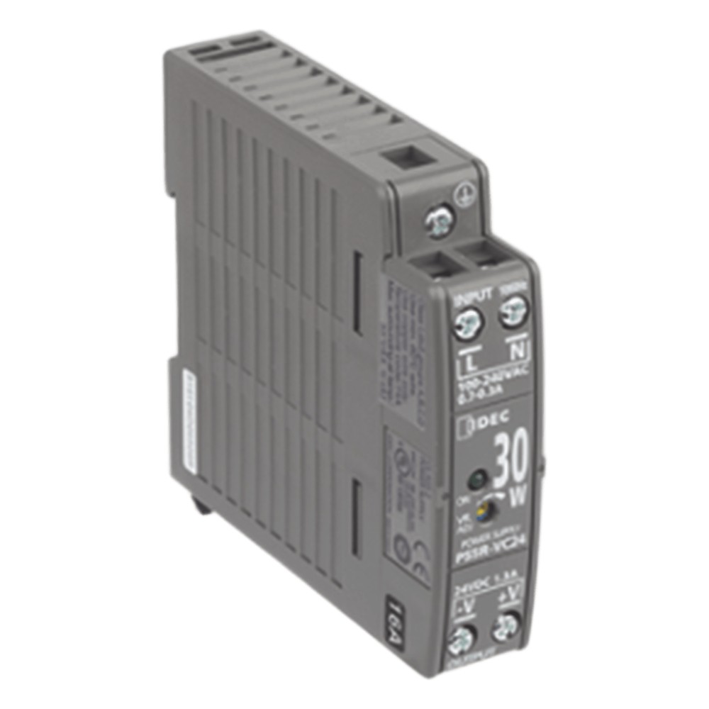 Fuente de alimentación conmutada de 24 VDC a 30 W, entrada universal 100-240 VCA, para montaje en riel DIN