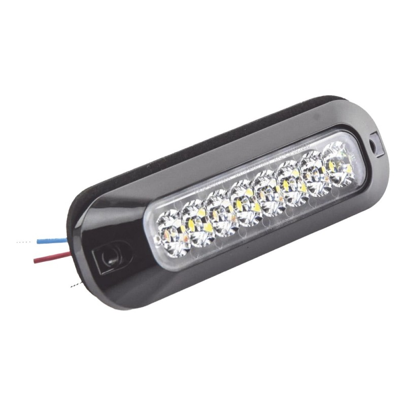 Luz Auxiliar de 8 LED, Rojo/Blanco, Lente Transparente