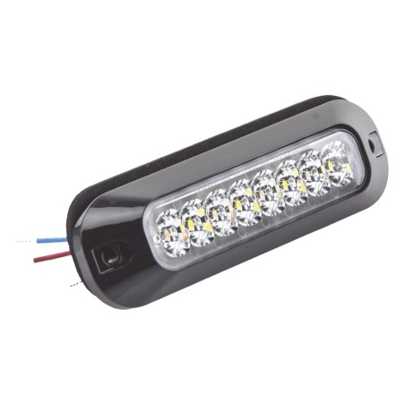 Luz Auxiliar de 8 LED, Rojo/Blanco, Lente Transparente
