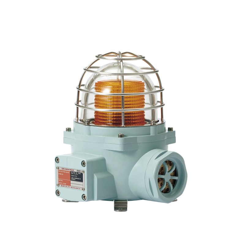 Señal Luminosa y Acústica Antiexplosión LED / 12V-24V DC / 105 dB / IP66 / Zona 1 y 2 / ATEX-IECEx / Luz Blanca / Sirena