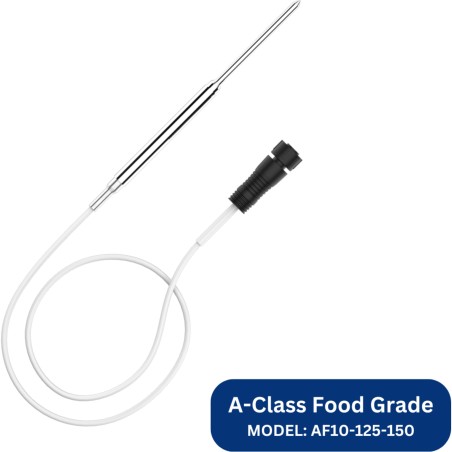 Sonda de Temperatura PT100 Clase A / Grado Alimenticio / Acero Inoxidable / Cable Silicona 1520 mm / Rango -60 a 250 °C 