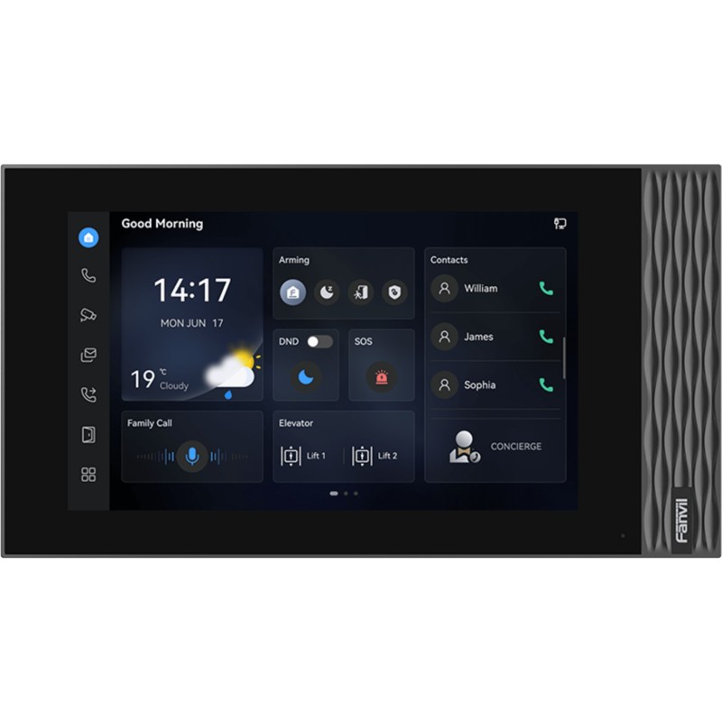 Estación Interior SIP Fanvil i554W / Pantalla Táctil 7" 1024×600 / Wi-Fi 6 / Video 1080p H.265 / 8 Entradas de Alarma / 