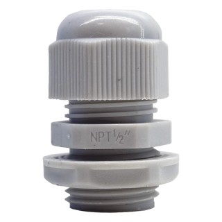 Conector Plástico Blanco Tipo Glándula para Rosca NPT 1/2"