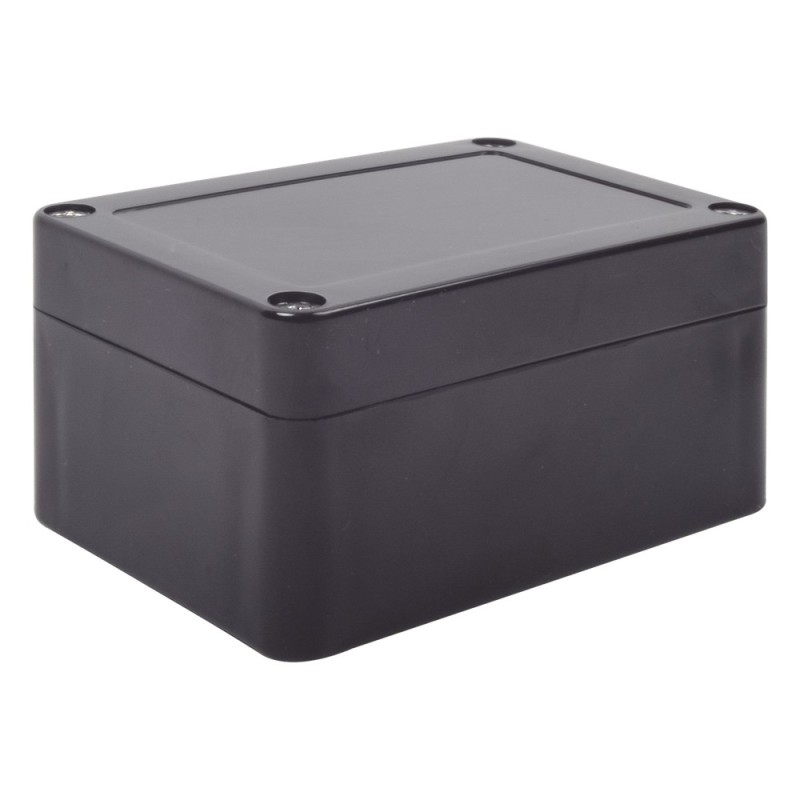Gabinete Plástico Negro para Exterior (IP65) de 100 x 68 x 50 mm Cierre por Tornillos.